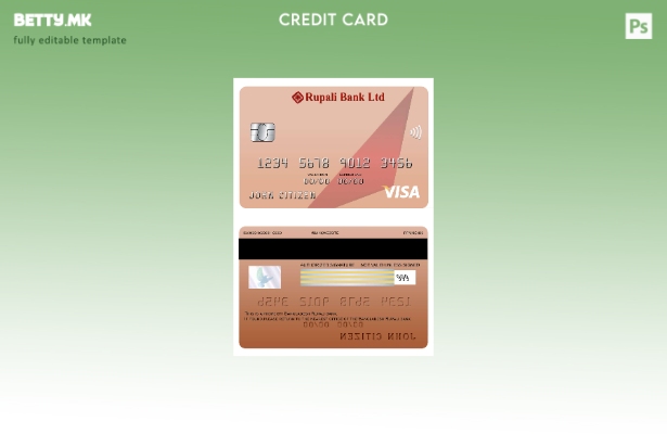 Модерен стил шаблон за виза за банкарски картички на Бангладеш Рупали